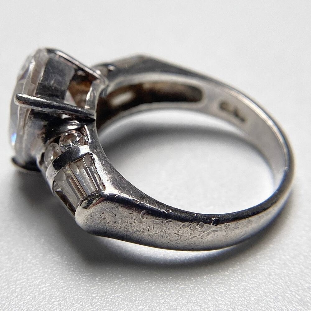 Sterling Silver CZ Teardrop Ring Size 6 Vintage CL Mark - Picture 2 of 13